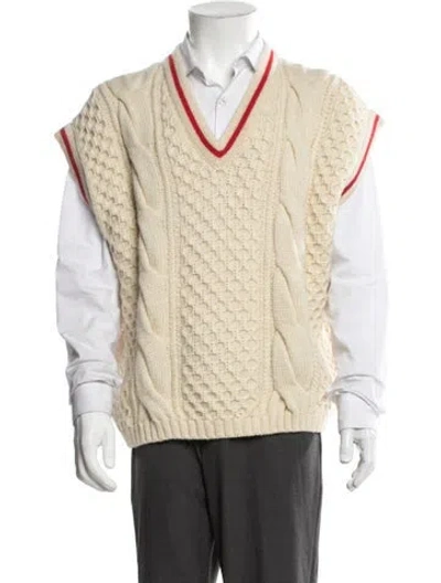 Pre-owned Gucci Wool V-neck Sweater Vest W/ Tags In Neutrals