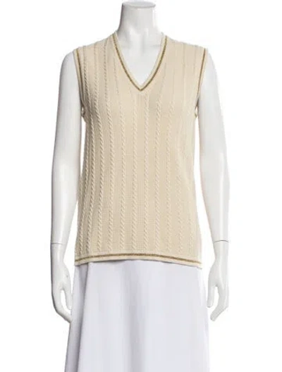 Pre-owned Gucci Wool V-neck Sweater W/ Tags In Neutral