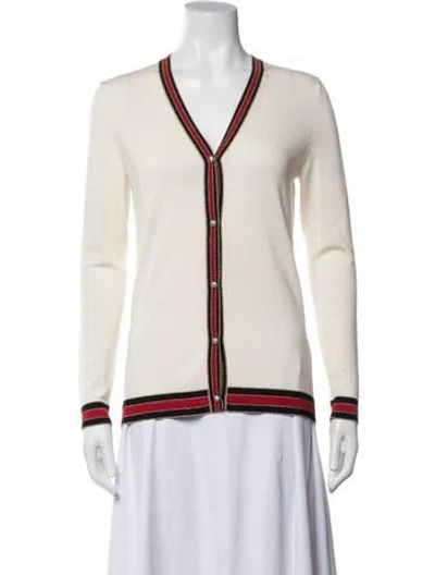 Pre-owned Gucci Wool V-neck Sweater In White