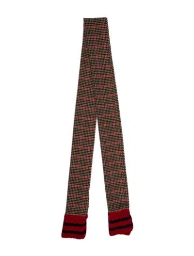 Pre-owned Gucci Wool Web Accent Scarf In Neutral