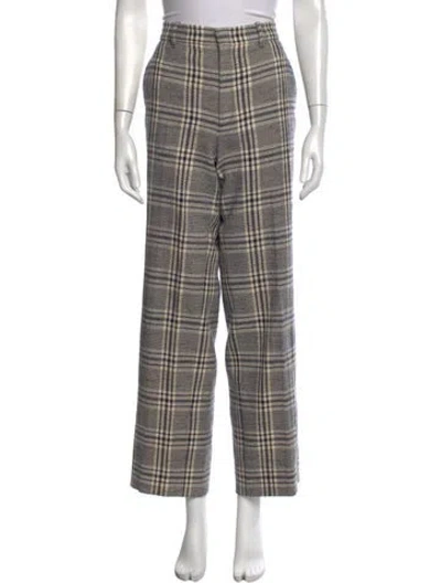 Pre-owned Gucci Wool Wide Leg Pants In Blue/neutrals