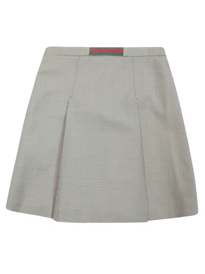 Gucci Wool Zig Zag Line Mini Skirt In Gray