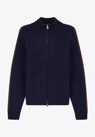 Gucci Wool Zip-up Cardigan In Blue