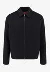 Gucci Black Jacket With Classic Collar And Web Motif On The Waist In Cotton Man In Black