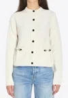 Gucci Women Wool And Cashmere Cardigan With Metal Horsebit In White