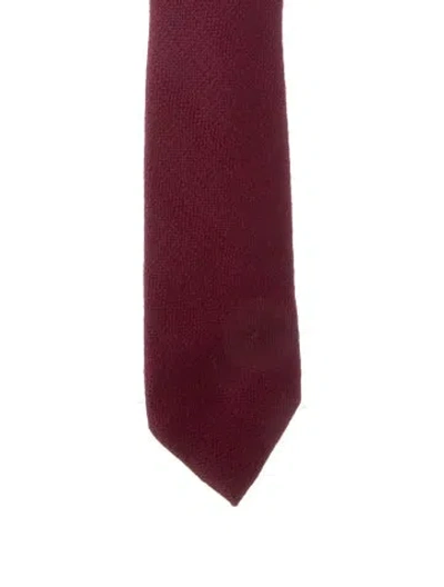 Pre-owned Gucci Wool-blend Embroidered Tie In Red