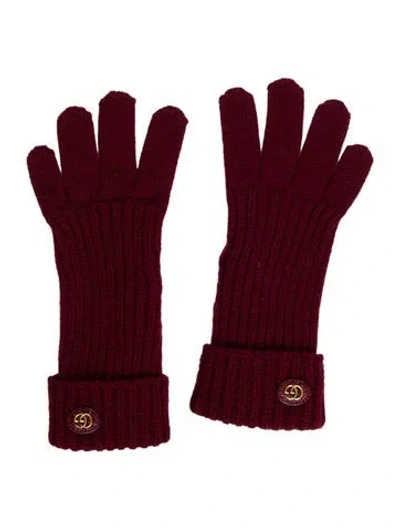Pre-owned Gucci Wool-blend Marmont Gloves W/tags In Red