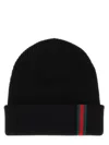 Gucci L Beanie Hat With Web Detail In Black