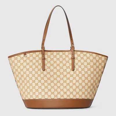 Gucci Woven Large Tote Bag In Yellow
