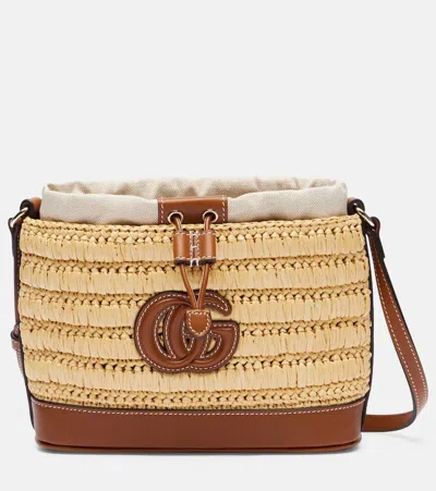 Gucci Woven Leather-trimmed Shoulder Bag