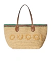Gucci Woven Medium Tote Bag In Brown