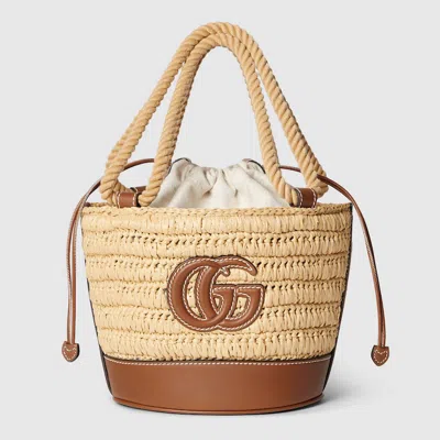 Gucci Woven Mini Bucket Bag In Brown