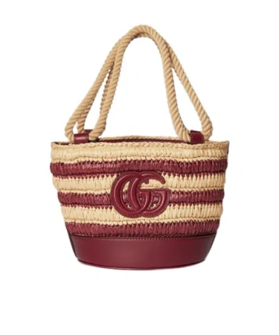 Gucci Woven Mini Bucket Bag In Red