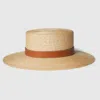 Gucci Woven Straw Boater Hat In Beige