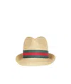 Gucci Woven Straw Fedora Hat In Nude