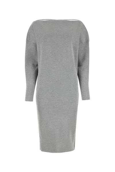 Gucci Wrap Designed Stretched Midi Dress In Grey