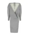 Gucci Grey Stretch Wool Blend Dress In Light Gray