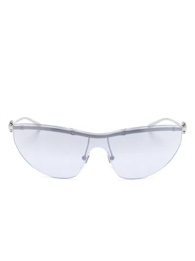 Gucci Wraparound-frame Sunglasses In Silver Silver Violet