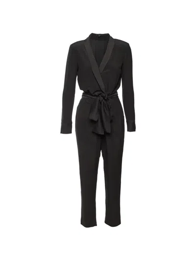 Pre-owned Gucci Wrap-neck Long-sleeve Jumpsuit In Black