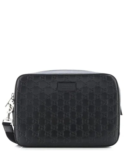 Gucci Wristlet Clutch Ssima Leather (authentic Pre-loved) In Black