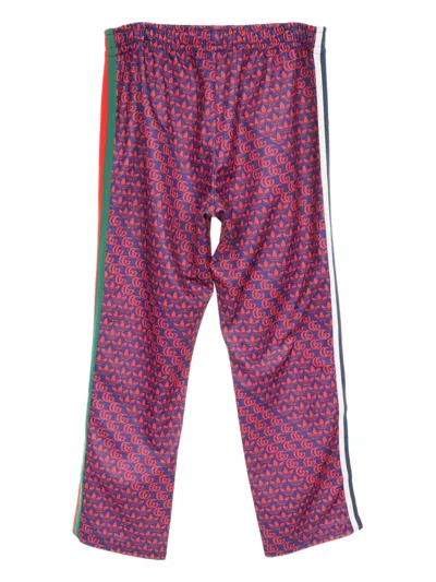 Pre-owned Gucci X Adidas 2010s Gg-pattern Side-stripe Trousers In Blue