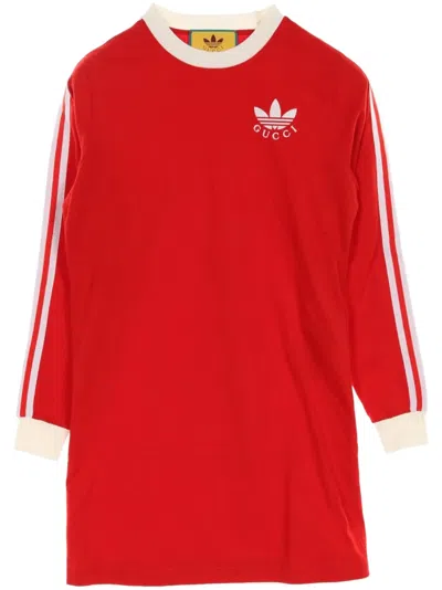 Pre-owned Gucci X Adidas 2010s Trefoil-logo Mini Dress In Red