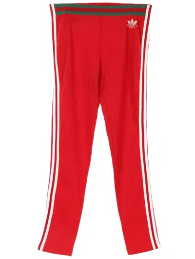 Pre-owned Gucci X Adidas 2010s Web-stripe Trousers In Red