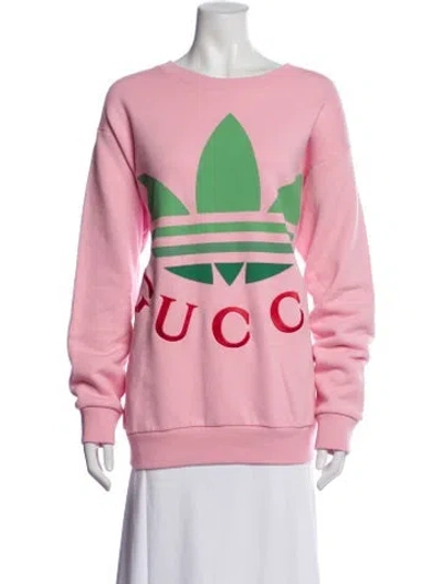 Pre-owned Gucci X Adidas 2023 Graphic Print Sweatshirt W/ Tags In Pink