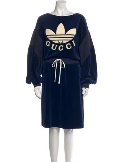 Pre-owned Gucci X Adidas 2023 Midi Length Dress In Blue