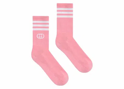 Pre-owned Gucci X Adidas Ankle Socks In Pink/white