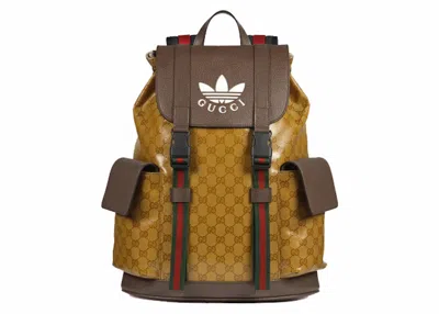 Pre-owned Gucci X Adidas Backpack In Beige/brown