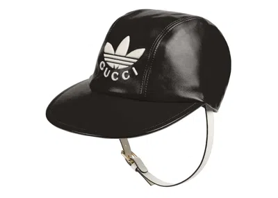 Pre-owned Gucci X Adidas Baseball Hat With Chin Strap In Black