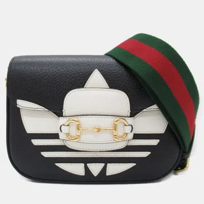 Pre-owned Gucci X Adidas Black Leather Horsebit 1955 Shoulder Bag