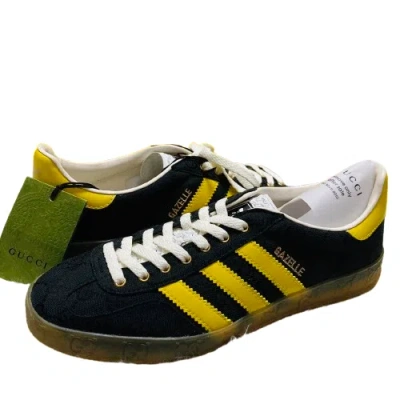 Pre-owned Gucci X Adidas Collaboration Gazelle Sneakers Black Color Size Us 8.5