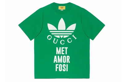 Pre-owned Gucci X Adidas Cotton Jersey T-shirt Green