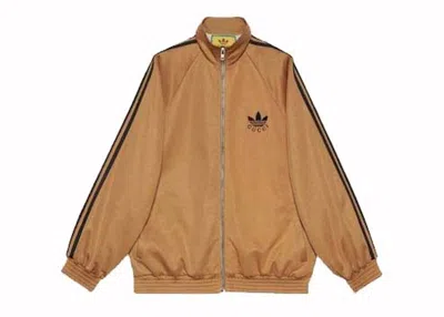 Pre-owned Gucci X Adidas Cotton Jersey Zip Jacket In Beige/black