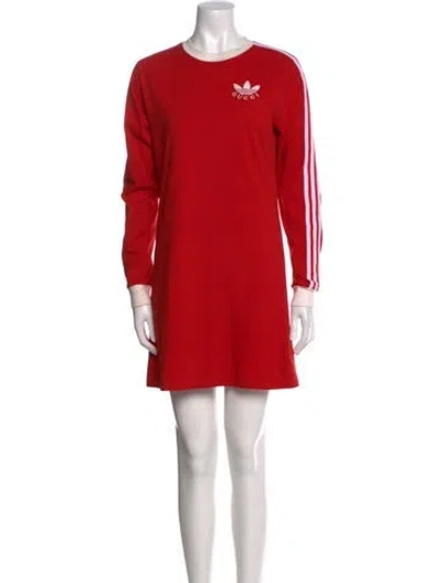 Pre-owned Gucci X Adidas Crew Neck Mini Dress In Red
