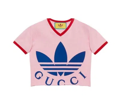Pre-owned Gucci X Adidas Cropped Pink T-shirt Women's Size Xxs Authentic 693637