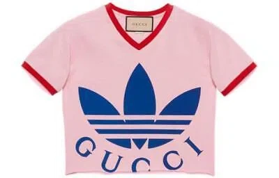 Pre-owned Gucci X Adidas Cropped T-shirt Pink