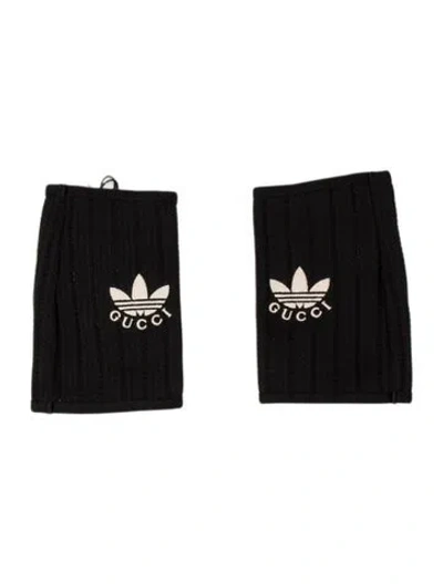 Pre-owned Gucci X Adidas Embroidered Fingerless Gloves Size M W/ Tags In Black