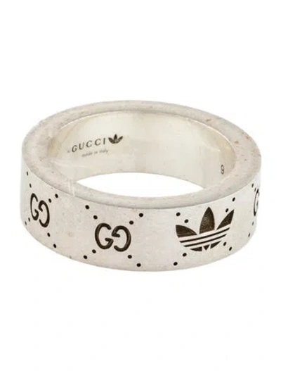 Pre-owned Gucci X Adidas Engraved Gg Band Ring In Multi