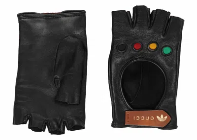 Pre-owned Gucci X Adidas Fingerless Leather Gloves In Black