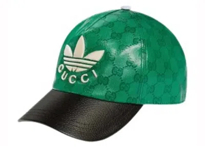 Pre-owned Gucci X Adidas Gg Allover Logo Cap In Green/black In Multi