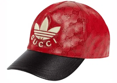 Pre-owned Gucci X Adidas Gg Allover Logo Cap In Red/black