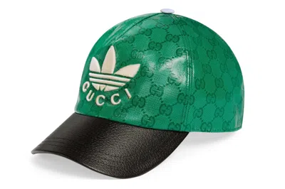 Pre-owned Gucci X Adidas Gg Canvas Baseball Cap Green