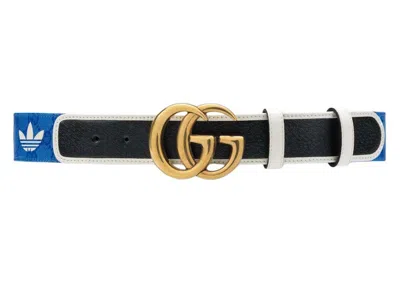 Pre-owned Gucci X Adidas Gg Canvas Belt In Blue/black/white