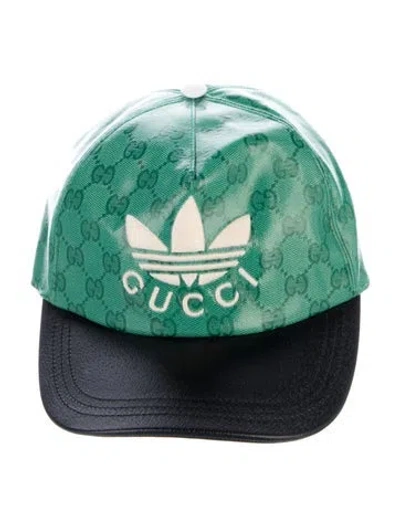 Pre-owned Gucci X Adidas Gg Logo Embroidered Baseball Cap In Green