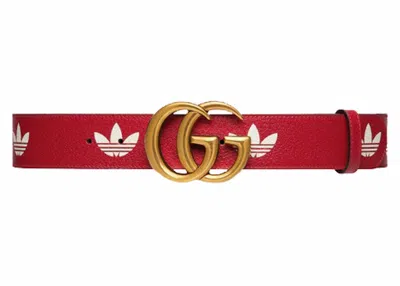 Pre-owned Gucci X Adidas Gg Marmont Belt In Red