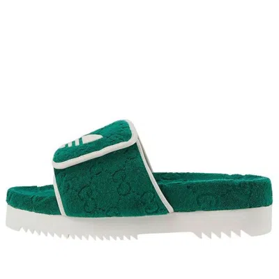 Gucci X Adidas Gg Platform Sandal 'green Cotton Sponge'
