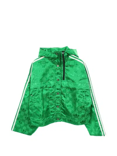 Pre-owned Gucci X Adidas Gg Trefoil Hooded Jacket In Green